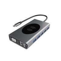 Portable Docking Station with USB SD/TF Card HDMI VGA PD Audio Type C Hub for Macbook Pro Air